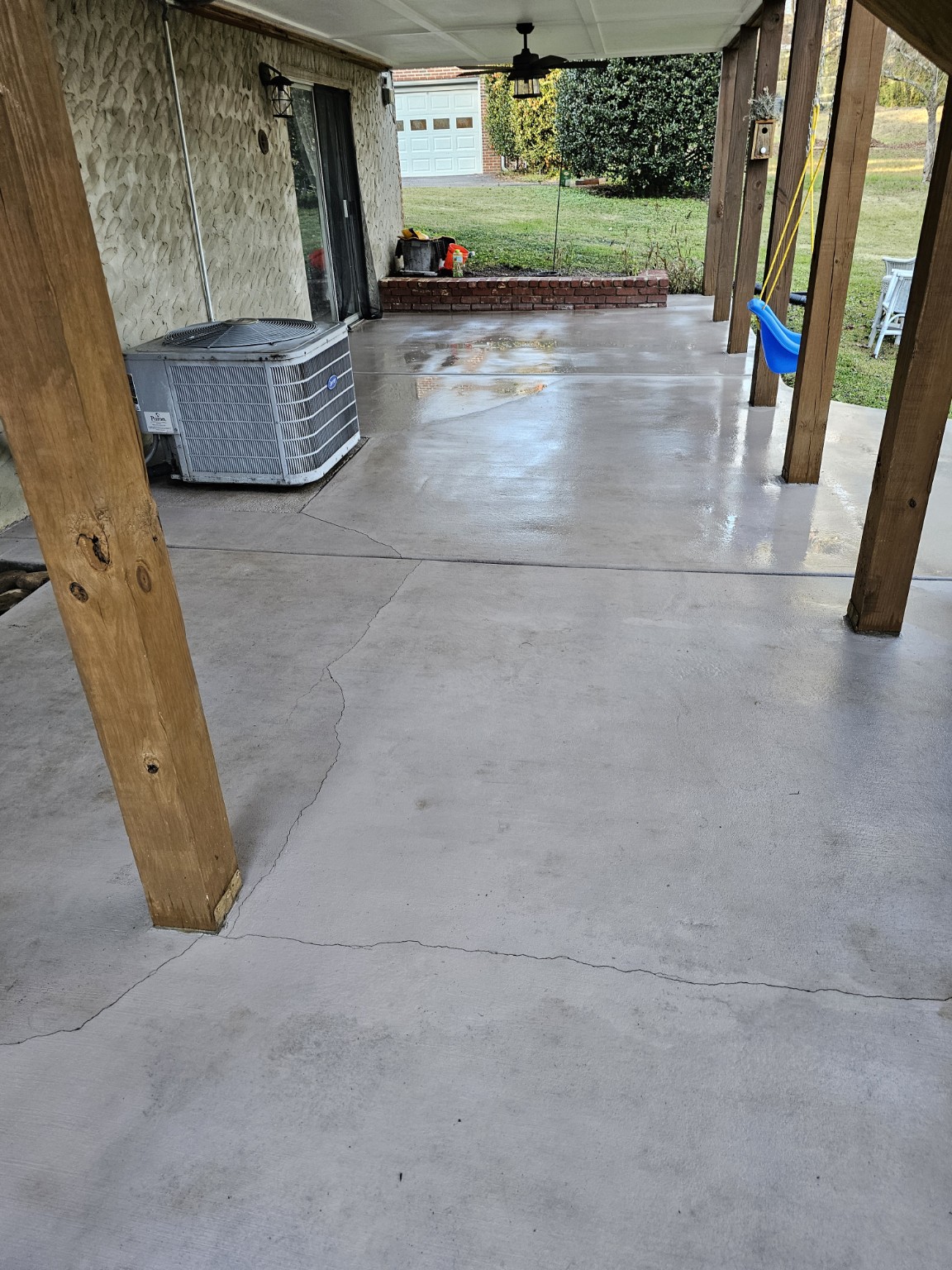 Patio after pressure washing